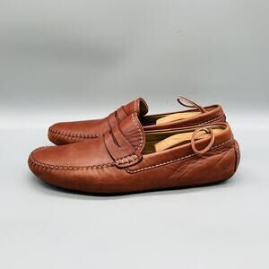Robert Zur Shoes Mens 10.5 Brown Leather Driving Penny Loafers Sven True Glove